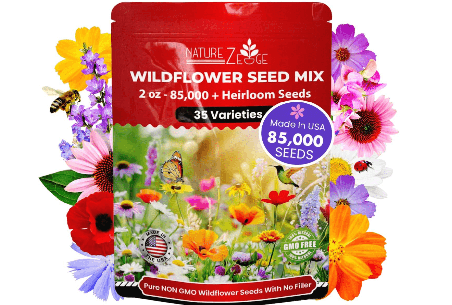 
NatureZ Edge Wildflower Seeds Mix – 2 Oz, 85,000 Seeds, 35 Variety Perennial & Annual Flower Seeds to Plant Outside, Bulk Wildflower Seeds,
