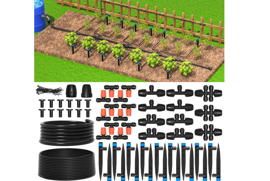 
MIXC Greenhouse Micro Drip Irrigation Kit Automatic Irrigation System Patio Misting Plant Watering System with 1/4 inch 1/2 inch Irrigation Tubing Hose