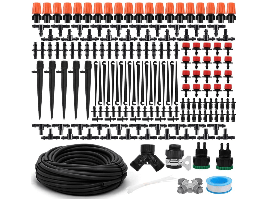 
Flantor Garden Irrigation Kit,131ft 1/4" Drip Irrigation Kit Garden Irrigation System with Adjustable Nozzle Dripper Automatic Irrigation Equipment Set
