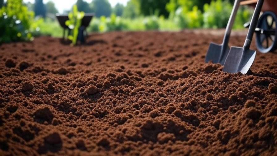 Garden plot with loamy soil and compost being prepared for sugar watermelon planting."