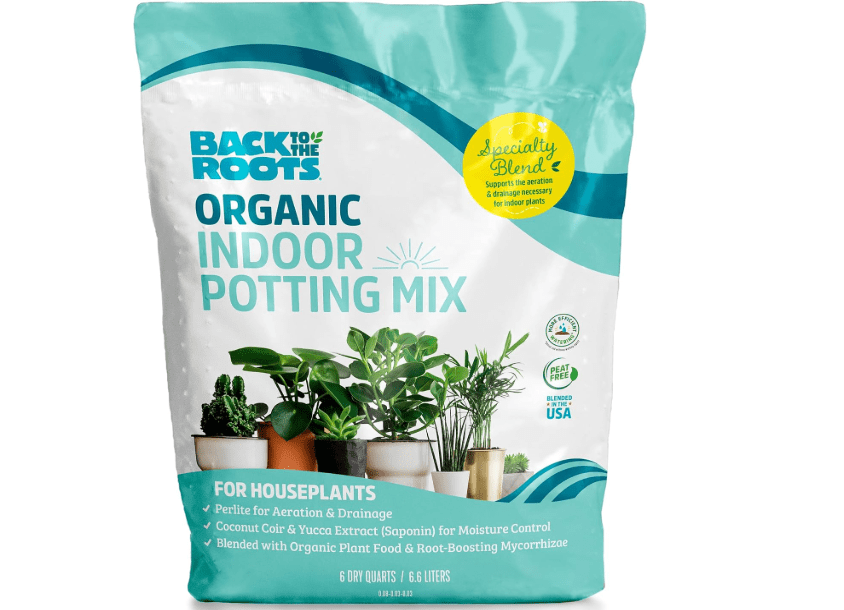Back to the Roots 100% Organic Indoor Potting Mix (6 Quart), Promotes Healthy Houseplant Growth, Made in The USA