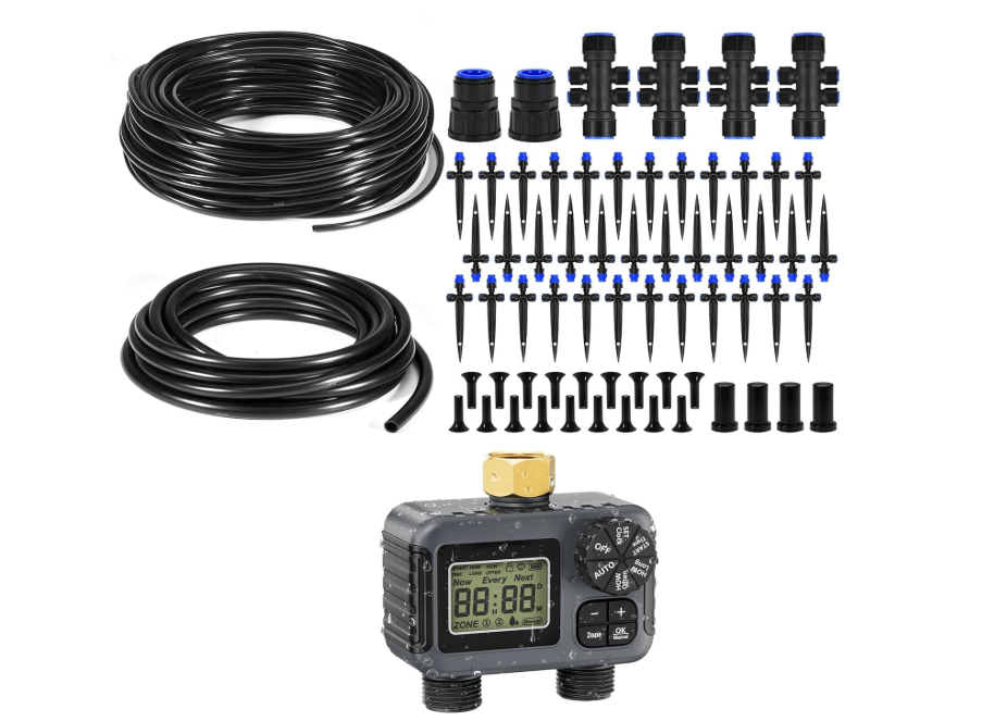 
HIRALIY 210FT Drip Irrigation Kits with 2 Zone Timer