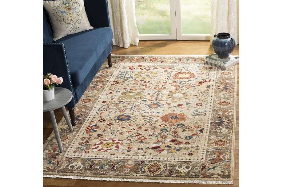  SAFAVIEH Kashan Collection Area Rug - 5'1" x 7'5", Beige & Taupe, Traditional Oriental Design, Non-Shedding & Easy Care, Ideal fo