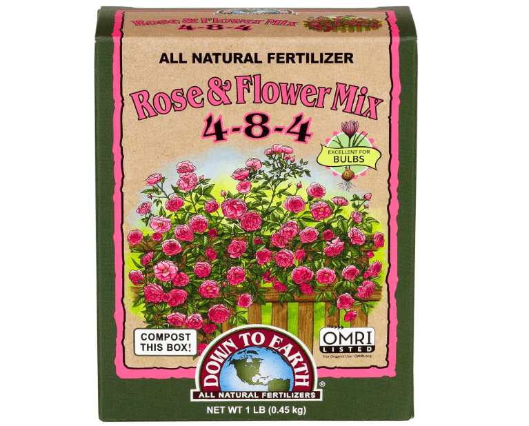  Down to Earth All Natural Fertilizer Rose & Flower Mix 4-8-4, 1 lb Mini Box Organic Plant Food for Roses, Bulbs, Perennials