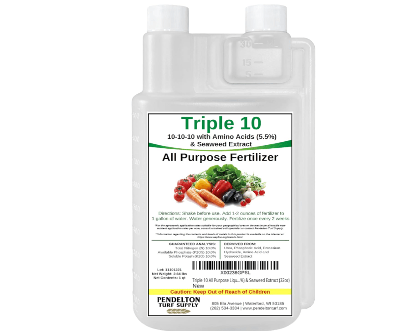 Triple 10 All Purpose Liquid Fertilizer 10-10-10 with Amino Acids (5.5%) & Seaweed Extract 