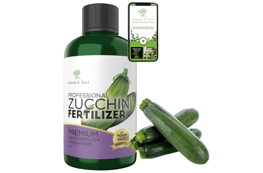  LEAVES AND SOUL Professional Liquid Zucchini Fertilizer | 5-1-5 Concentrate, Liquid Plant Fertilizer for Garden, Healthy Produce, Good Harvest,