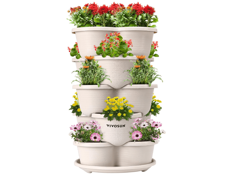  VIVOSUN 5 Tier Vertical Gardening Stackable Planter for Strawberries, Flowers, Herbs, Vegetables