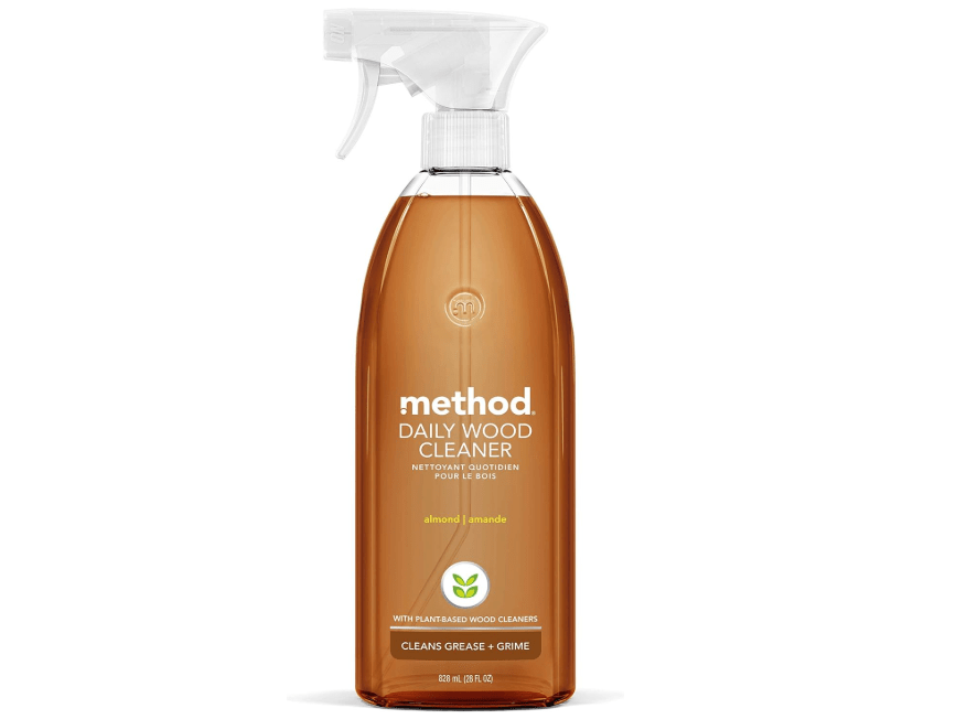 Method Daily Wood Cleaner, Almond, Plant-Based Formula That Cleans Shelves, Tables and Other Wooden Surfaces While Removing Dust & Grime, 28 oz Spray