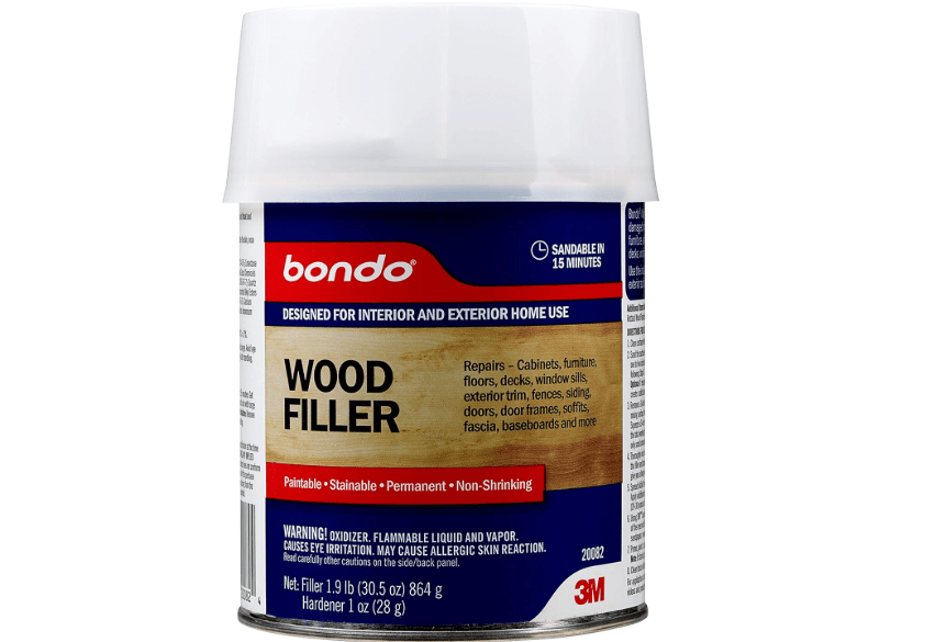 
3M Bondo Wood Filler 30 oz (850.49 g) with Bondo Cream Hardner 0.5 oz (14g), Repairs Chips and Cracks in Wood, Sandable, Paintable, and Stainable