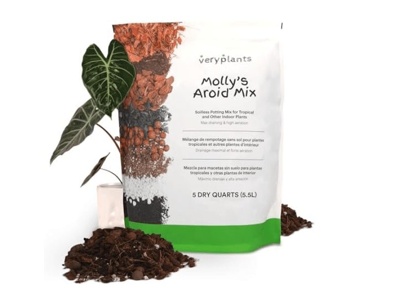 Molly's Aroid Mix - Premium Soilless Potting Mix for Houseplants - Fast Draining, Chunky & Easier to Water vs. Soil for Indoor Plants - with Bark