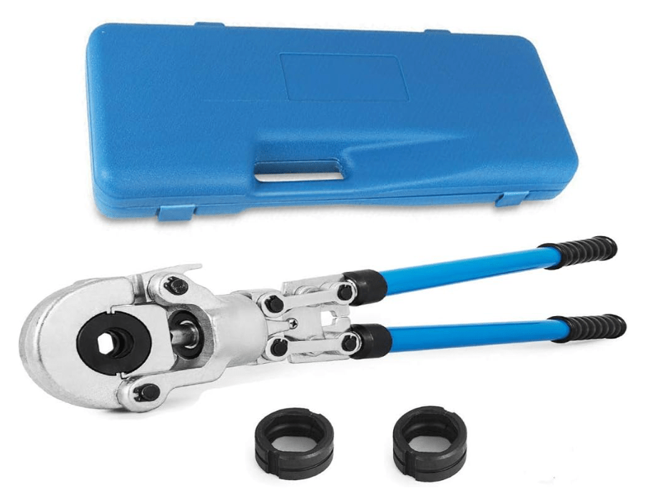 VOTOER Manual Plumbing Copper Tube Pipe Pressing Crimping Clamping Tool w/ 1/2, 3/4 and 1-inch Jaw