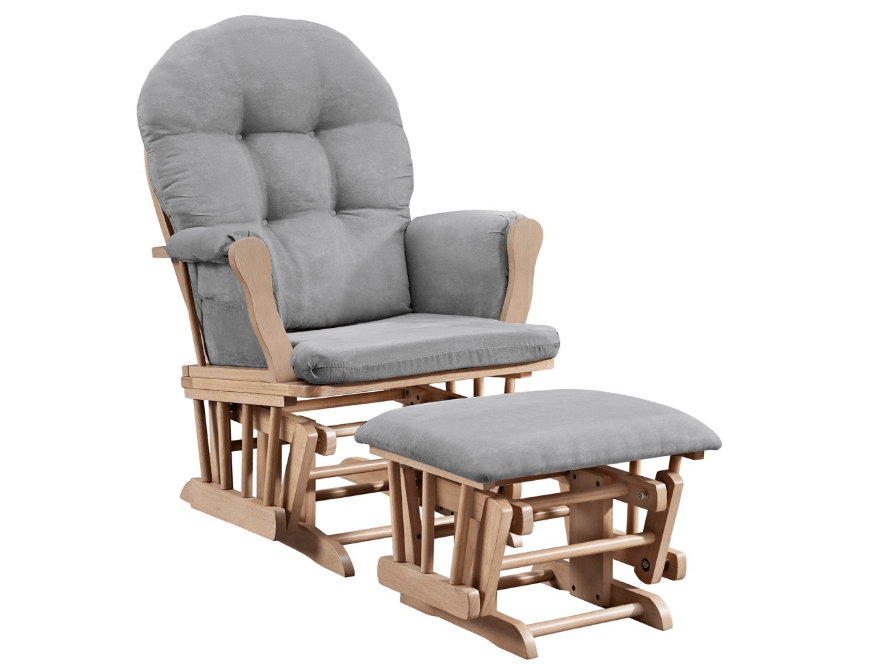  Angel Line Windsor Glider and Ottoman, Natural and Gray