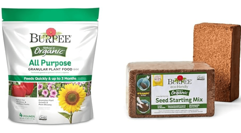 Burpee Natural Purpose Granular 4-Lb Organic Food for Growing Strong Plants & Organic Coconut Coir Concentrated Seed Starting Mix, 16 Quart