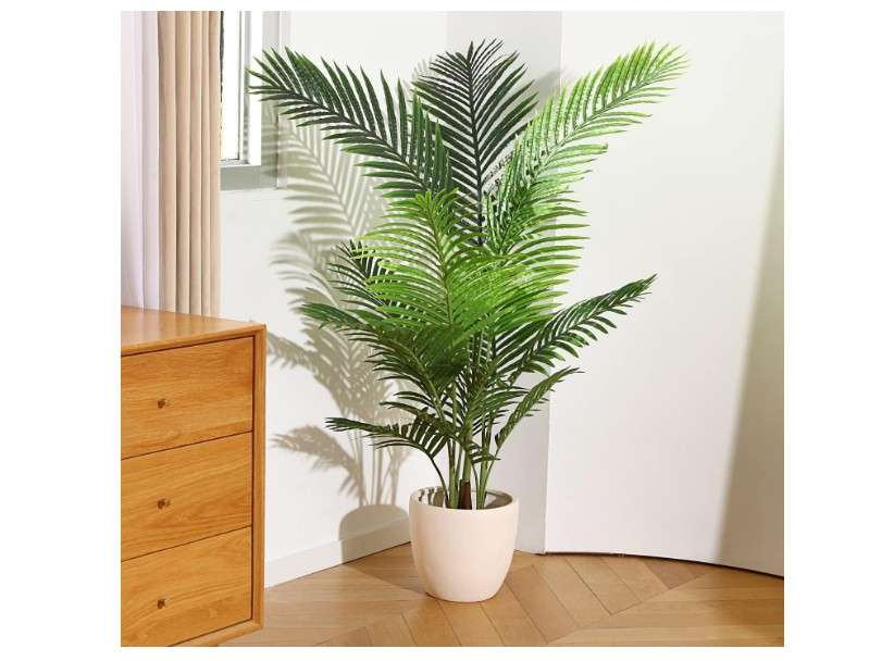 
Fopamtri Artificial Areca Palm Plant 4.6 Feet Fake Palm Tree with 15 Trunks Faux Tree for Indoor Outdoor Modern Decor Feaux Dypsis Lutescens Plants in Pot