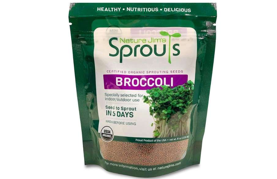 Nature Jims Sprouts Broccoli Sprout Seeds - Certified Organic for Indoor/Outdoor Use - Rich in Sulforaphane Healthy, Nutritious Broccoli Seeds Sprout in 
