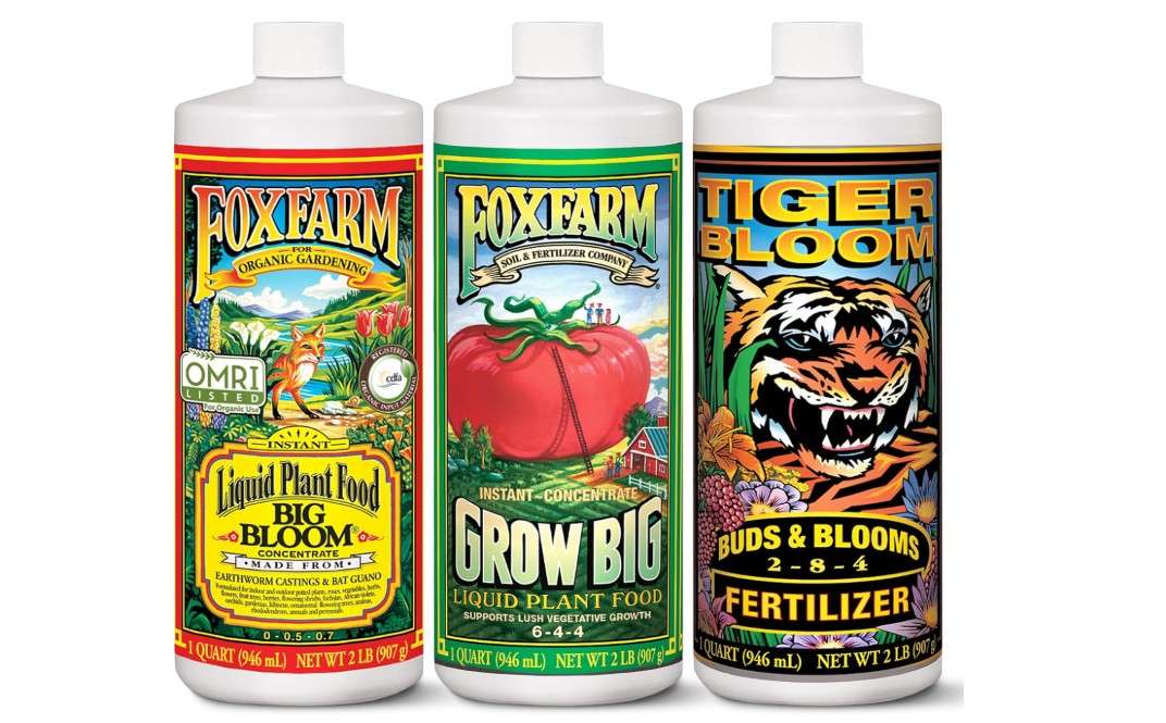 
FoxFarm Fertilizer Soil Trio Liquid Nutrient: Tiger Bloom, Grow Big, Big Bloom Quart Bottles - (Pack of 3-32 oz)