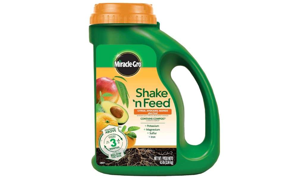 Miracle-Gro Shake 'N Feed Citrus, Avocado, Mango Plant Food, For Container and In-Ground Plants, Citrus Trees, Avocado Trees and Mango Trees, 4.5 lbs.