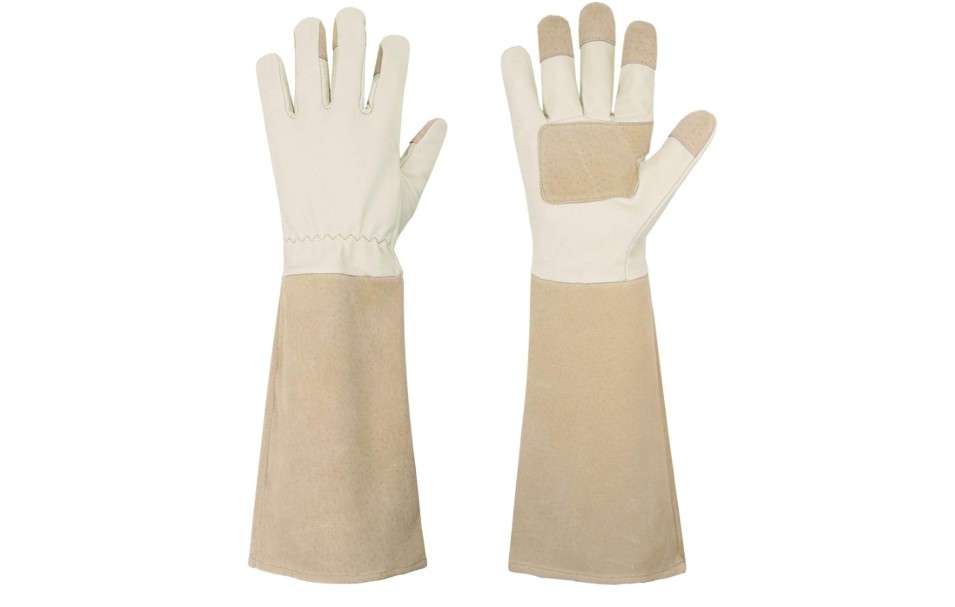 HANDLANDY Rose Pruning Gloves for Women, Long Thorn Proof Gardening Gloves, Breathable Pigskin Leather Gauntlet, Best Garden Gifts & Tools 