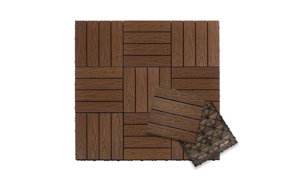 NewTechWood UltraShield Naturale 1 ft. x 1 ft. Quick Deck Outdoor Composite Deck Tile in Brazilian Ipe