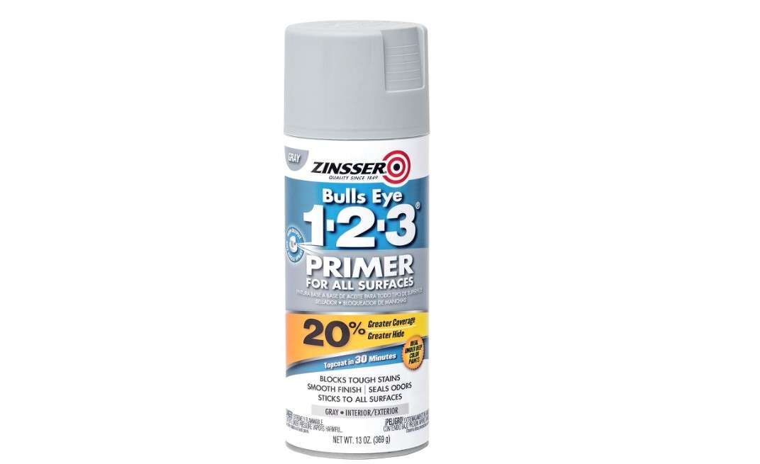 Rust-Oleum 293740 Gray Zinsser Bulls Eye 1-2-3 Plus Interior/Exterior Primer, 13 oz. Aerosol Spray Can (Pack of 6