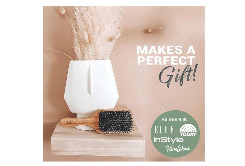  Beauty by Earth Boar Bristle Brush - Premium Paddle Brush for Fine, Thick, and Thinning Hair for Men and Women