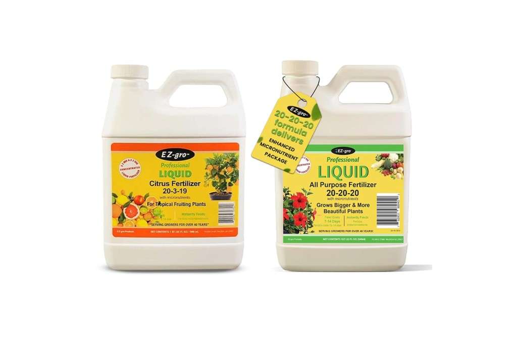  EZ-GRO Citrus & All-Purpose Fertilizer Bundle – Liquid Plant Food for Tropical Trees, Lawn, Flowers, Herbs, and Vegetables – 1 Qt Each for Healthy...