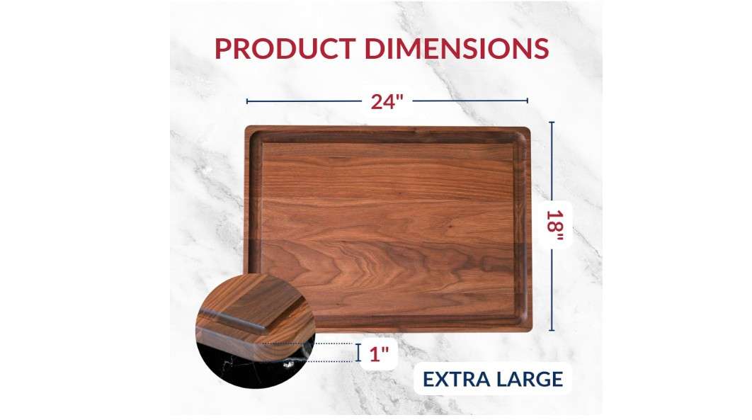 Virginia Boys Kitchens - Made in USA - Extra Large Walnut Wood Cutting Board - Brisket and Turkey Carving Board - Reversible with Juice Groove (Walnut,...