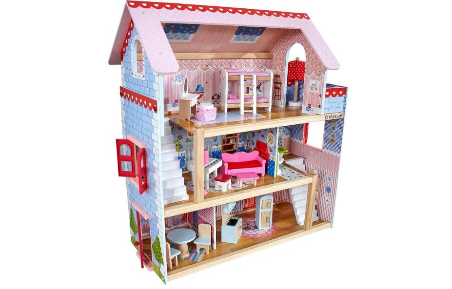  KidKraft Chelsea Doll Cottage Wooden Dollhouse with 16 Accessories, Working Shutters, for 5-Inch Dolls 