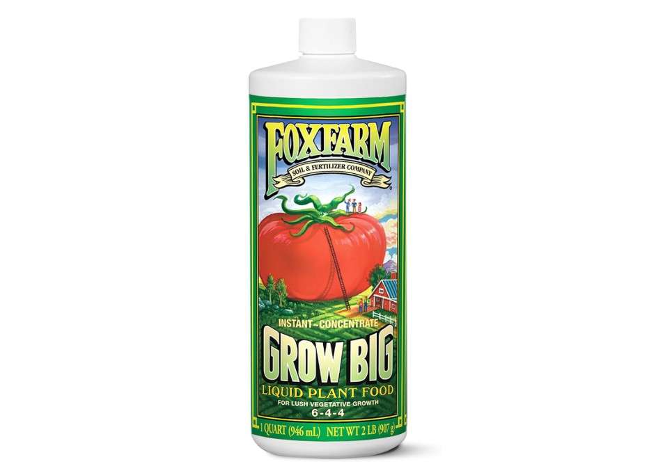 FoxFarm Grow Big Liquid Plant Food - Bloom Fertilizer for Flowers, Fruits, and Vegetables, Perfect for Indoor & Outdoor Potted Plants, NPK 6-4-4 (Quart)