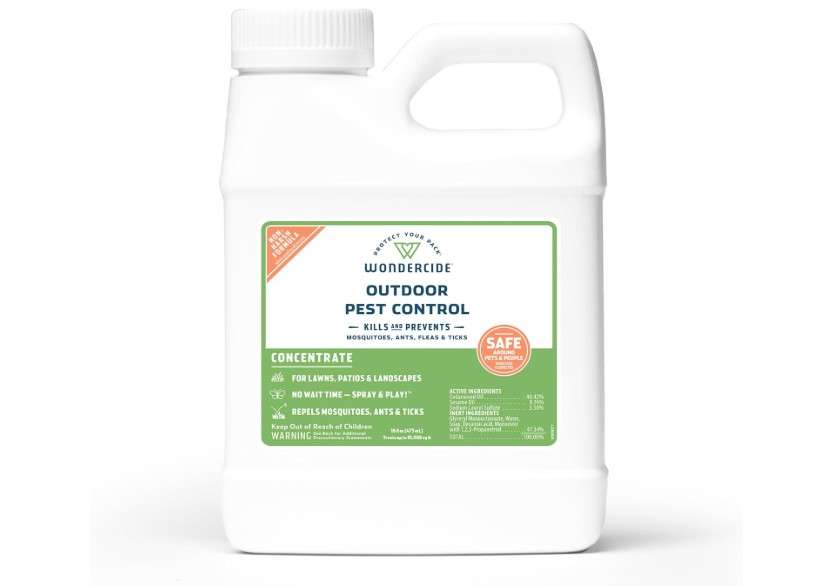 Wondercide - Outdoor Pest Control Spray Concentrate with Natural Essential Oils - Mosquito, Ant, Roach, and Insect Killer, Treatment, and Repellent - Safe Around Pets, Plants, Kids 