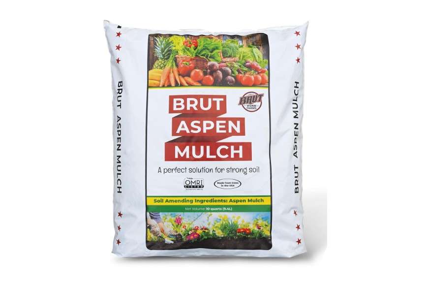  Brut Organic Aspen Mulch, 10 Quart, Odor-Free, Nutrient Rich, High Water Retention, for Vegetable Gardens, Houseplants, Landscaping