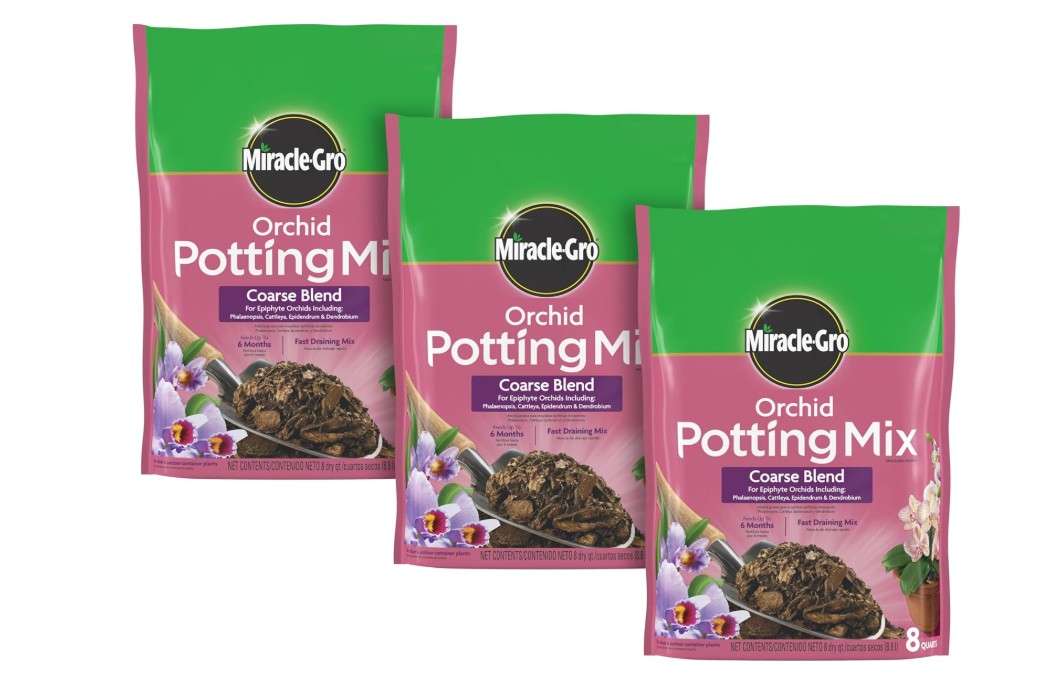  Miracle-Gro Orchid Potting Mix Coarse Blend, For Indoor or Outdoor Container Plants, Feeds for up to 6 Months, 8 qt., 3-Pack