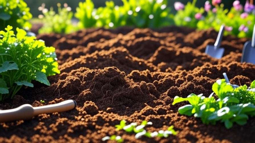 Close-up of loamy soil with compost and gardening tools for growing Sugar Baby watermelon."
