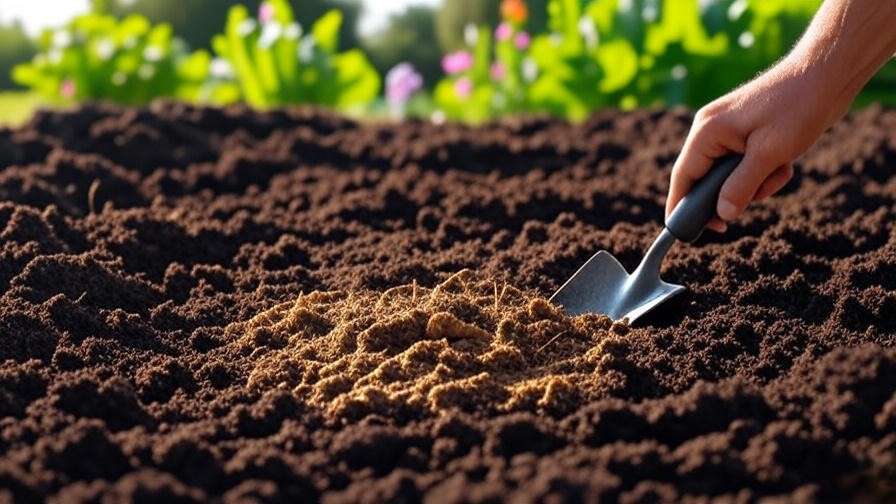 Close-up of garden soil with compost and manure for rattlesnake watermelon planting."
