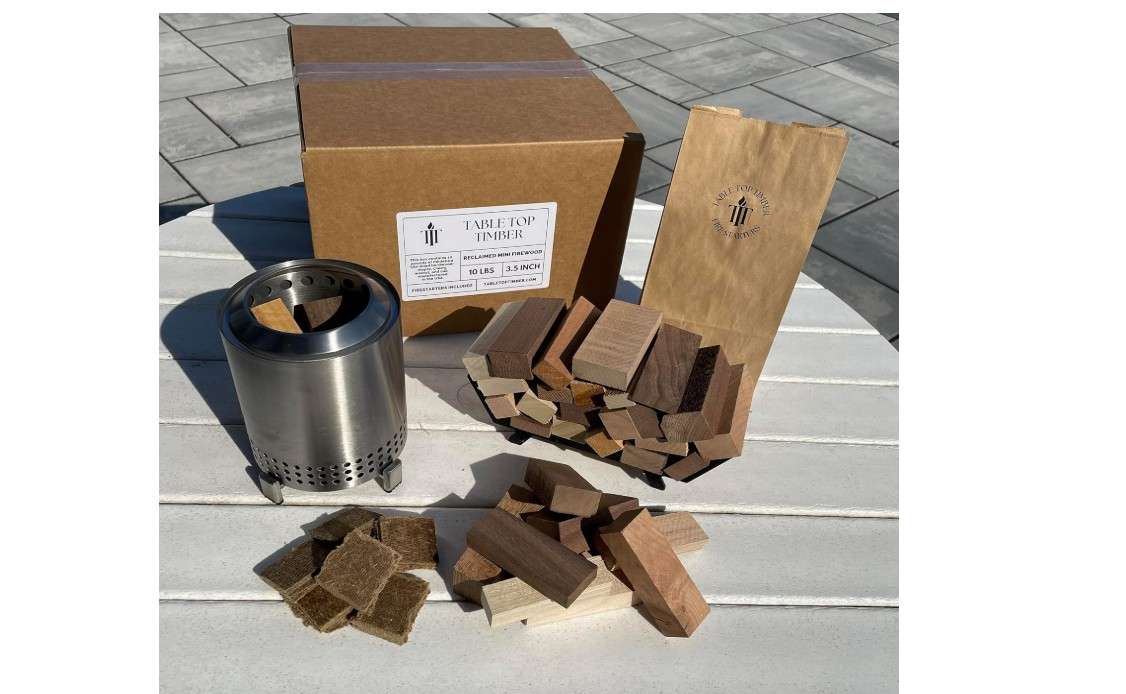 Mini Firewood and Fire Starters - Sustainable - Kiln Dried Oak Cherry Maple Walnut - 3.5-4" Lengths (Compatible with Solo Stove Mesa Tabletop Fire Pit)