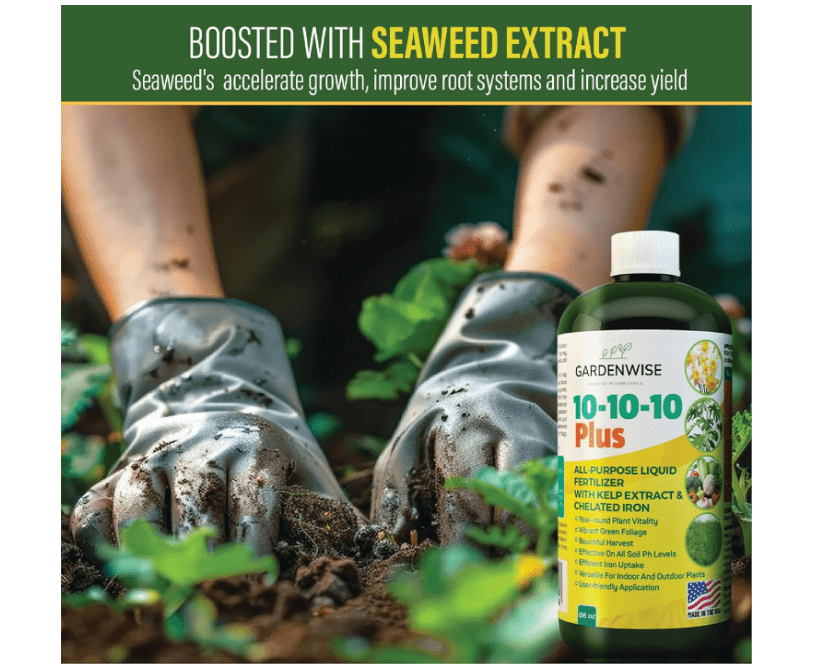  GARDENWISE 10-10-10 Liquid Fertilizer & 10-10-10 All-Purpose Granular Fertilizer Bundle for All Purpose Plants - Plant Food Outdoor & Indoor Plant.
