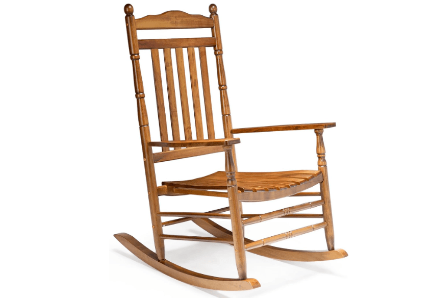 VINGLI Wood Rocking Chair Outdoor with 450 lbs Support Relaxing Rocker Solid Wood High Back Seat Reclining Seat for Deck, Garden, Backyard, Porch, Indoor