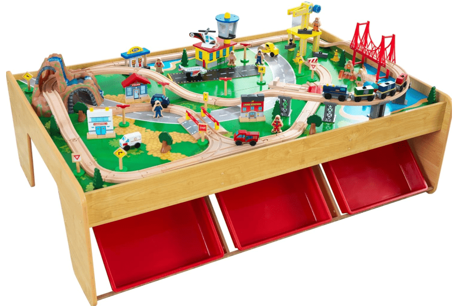 
KidKraft Waterfall Mountain Wooden Train Set & Table with 120 Pieces, 