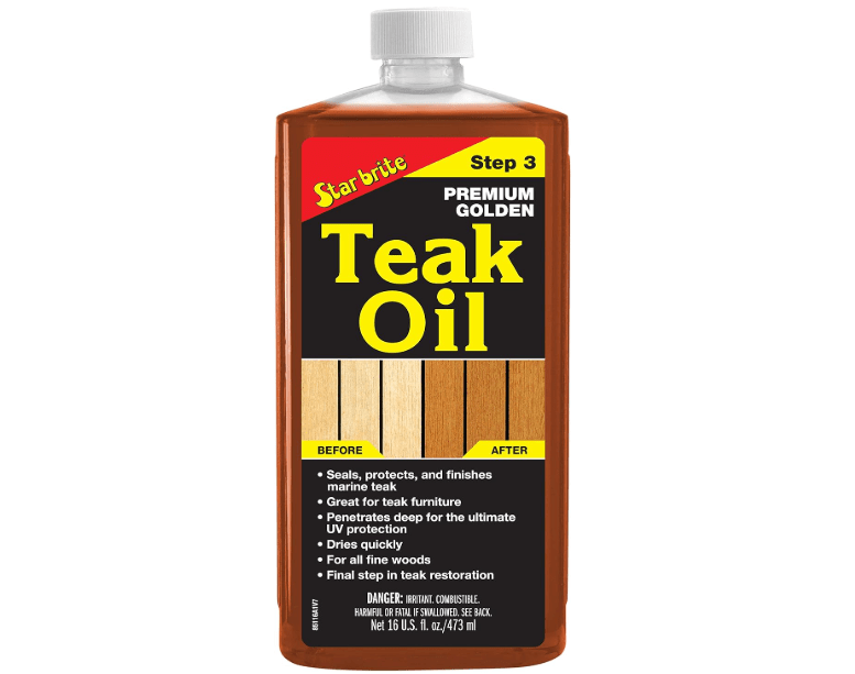 
STAR BRITE Premium Golden Teak Oil - Sealer, Preserver, & Finish for Outdoor Teak & Other Fine Woods - Step 3 - 16 OZ 