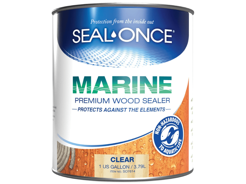 
SEAL-ONCE MARINE - 1 Gallon Penetrating Wood Sealer, Waterproofer & Stain. Water-Based, Ultra-low VOC formula for high-moisture areas to protect woo