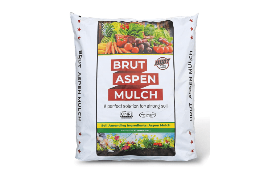 Brut Organic Aspen Mulch, 10 Quart, Odor-Free, Nutrient Rich, High Water Retention, for Vegetable Gardens, Houseplants,