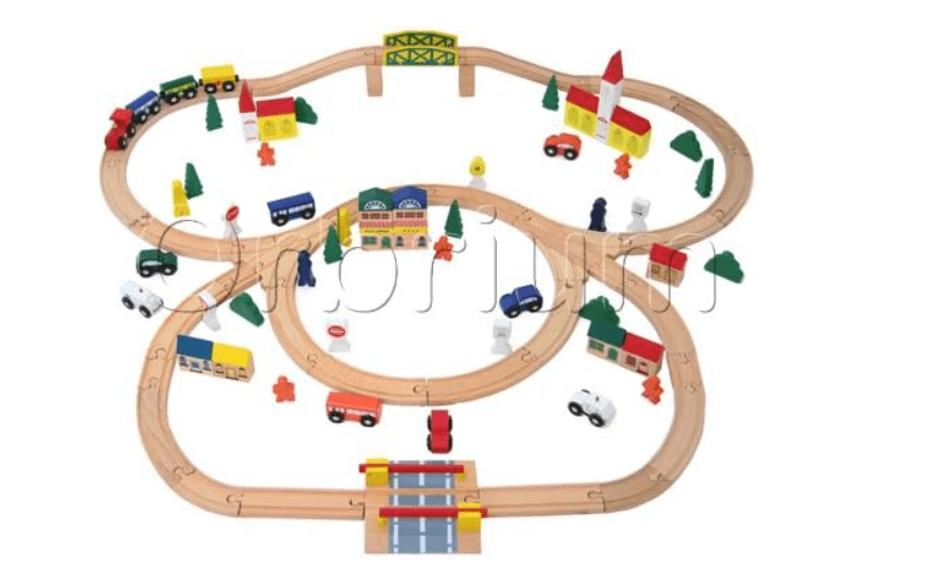 Orbrium Toys 100 Piece Triple Loop Wooden Train Set Track Generic Fits Thomas Br
