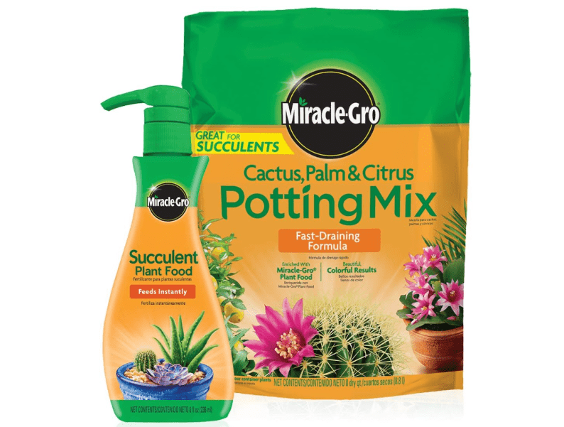 Miracle-Gro Cactus, Palm & Citrus Potting Mix and Succulent Plant Food - Bundle of Potting Soil (8 qt.) and Liquid Plant Food (8 oz.) for Growing a
