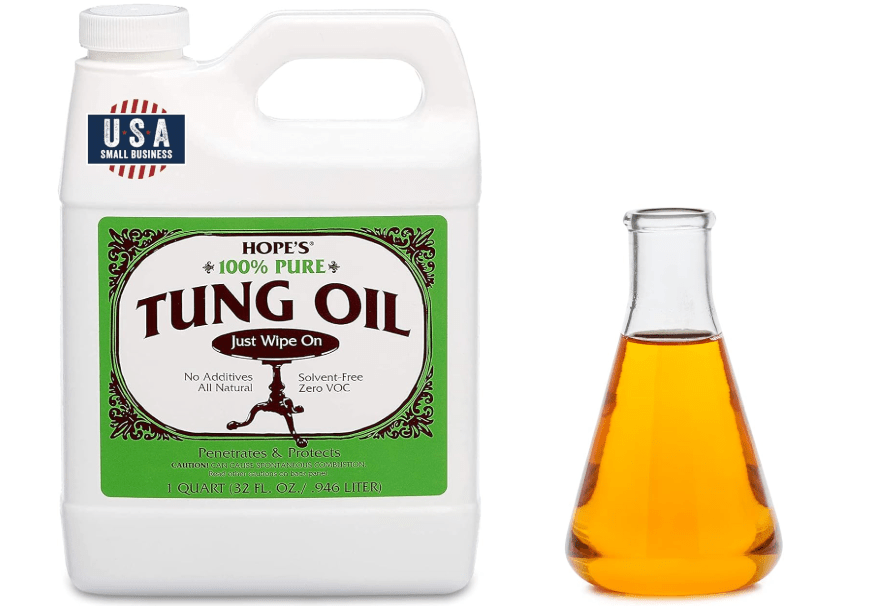 
HOPE'S 100% Pure Tung Oil, Food Safe, Premium Waterproof Natural Wood Finish and Sealer for Indoor and Outdoor Projects, 32 Fl Oz, 1 Pack