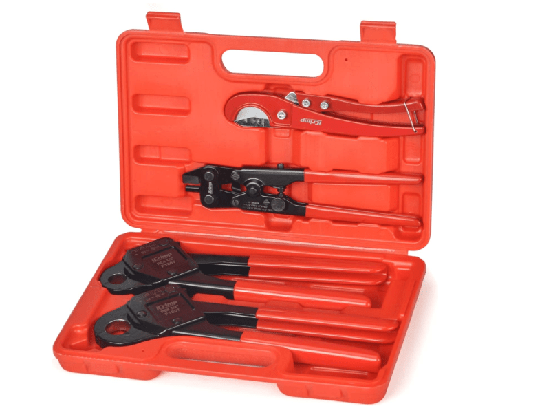 
iCrimp IWS-1807CN PEX Crimping Tool Kit with PEX Crimpers, PEX Tubing Cutter, Copper Ring Removal Tool for 1/2’’ & 3/4’’ Copper Crimp Rings