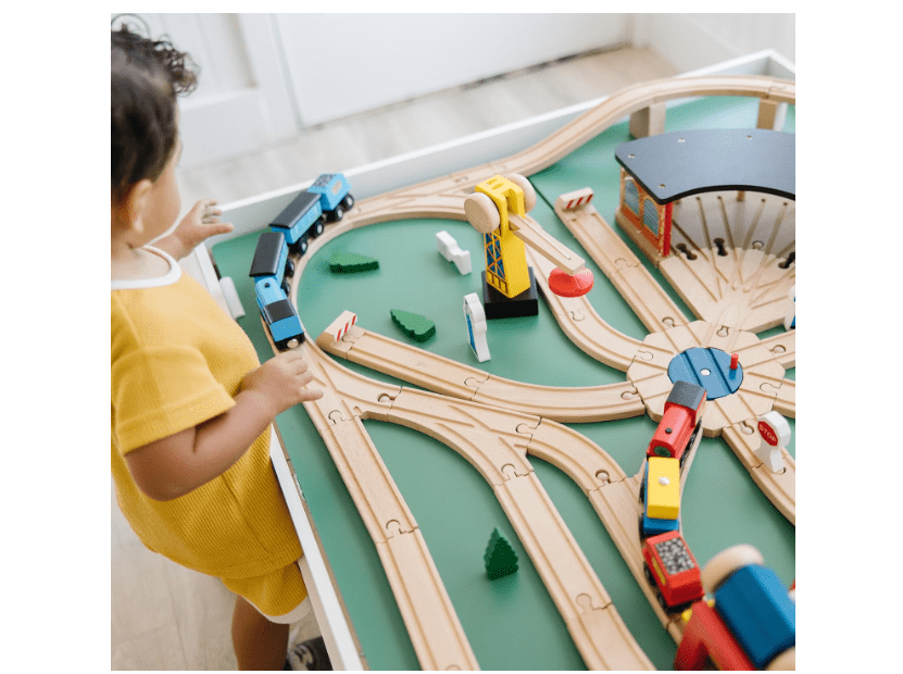 
Melissa & Doug Deluxe Wooden Railway Train Set (130+ pcs)