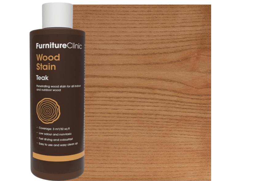
Furniture Clinic Wood Stain | Teak | Water Based | Fast Drying, Low Odor, & Non-Toxic | for Indoor & Outdoor Furniture and More | Multiple Finishes