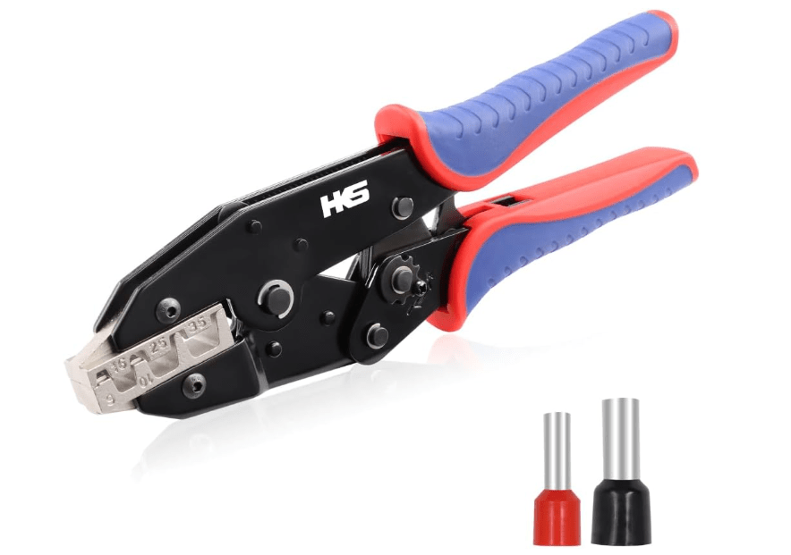 
HKS Crimping Tool for Sleeves Ferrule Terminals & Pin Cord End- Ratcheting Wire Crimpers - AWG 10-2 (6-35mm²) - Ratchet Terminal Crimper - Electrical