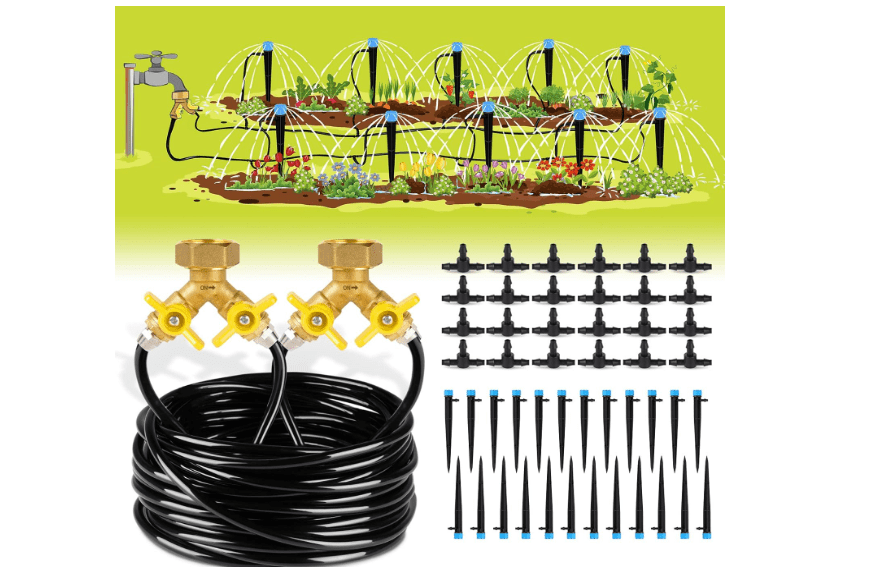  HIRALIY 100ft Drip Irrigation Kit Plant Watering System 8x5mm Blank Distribution Tubing DIY Automatic Irrigation Equipment Set for Garden Greenhouse Flower.