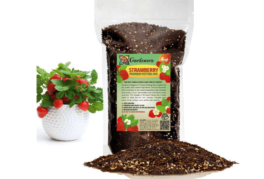  Gardenera Strawberry Premium Potting Soil Mix - Ideal Blend for Growing Robust and Flavorful Strawberries